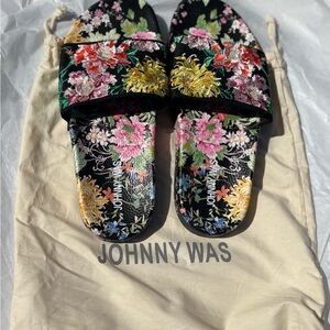 Johnny Was Floral Slide Sandals